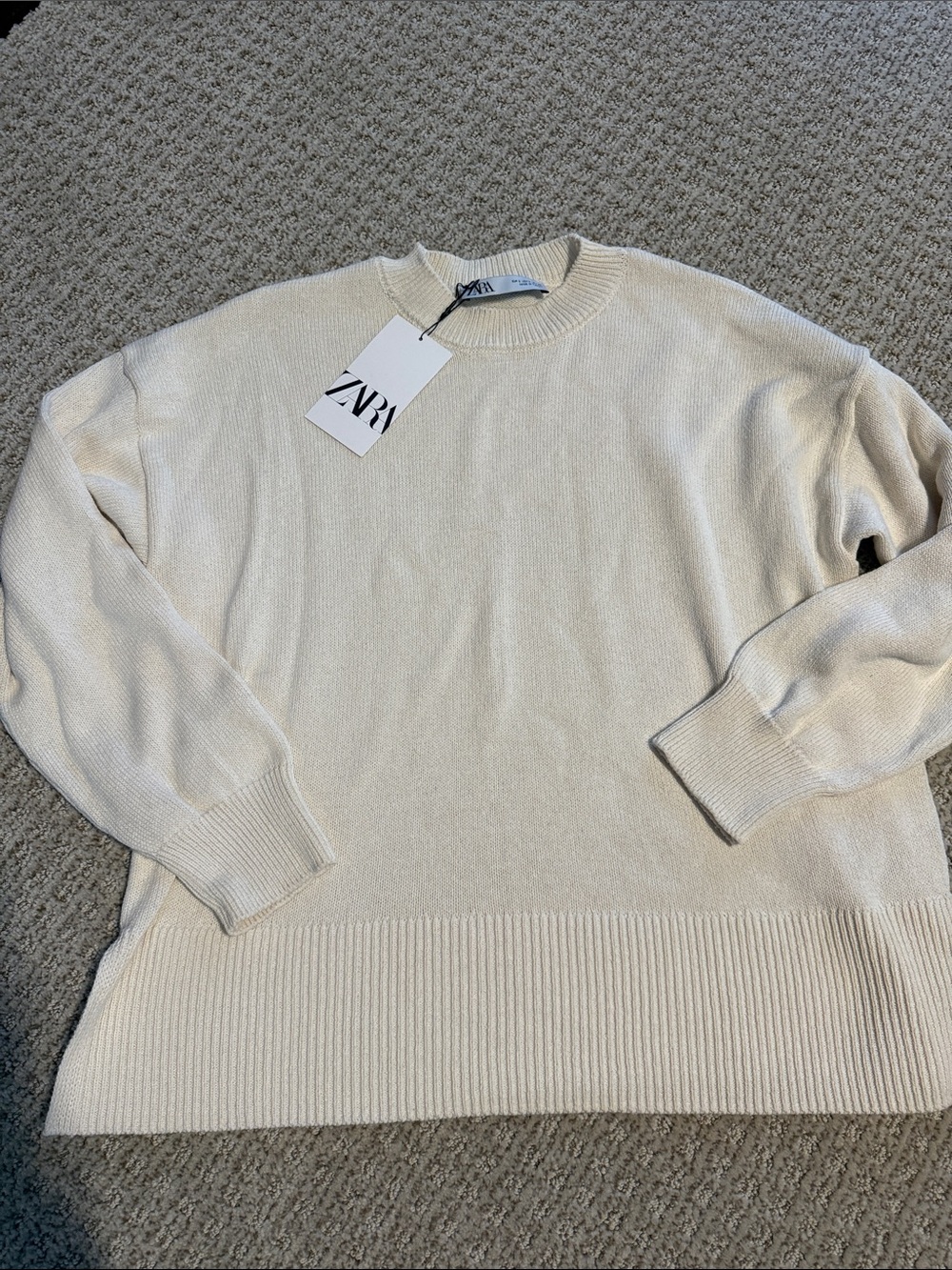 Women’s NWT Zara cream oversized sweater crewneck sz Small